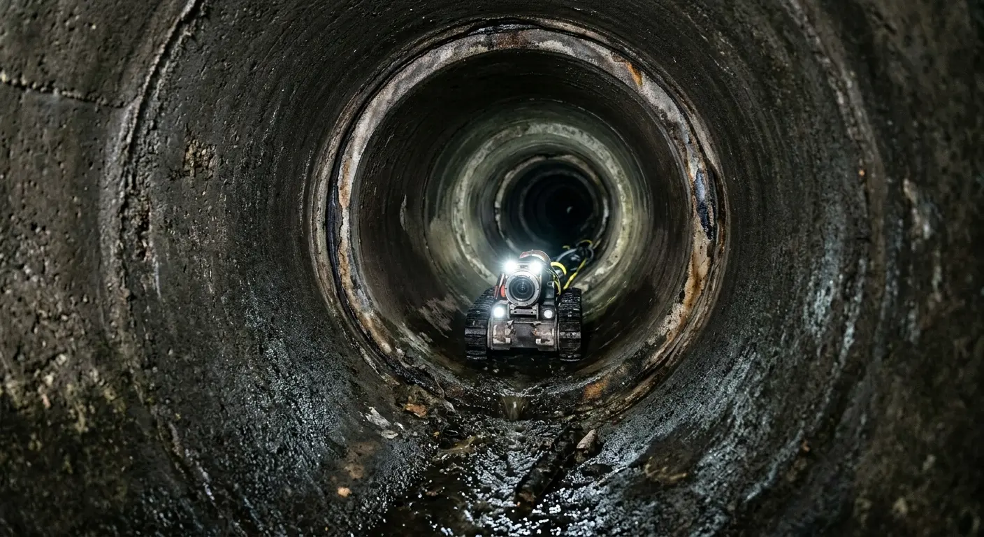 Robotic sewer camera inspecting pipe interior for Sewer Line Repair in Perkiomen